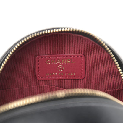 Chanel Shiny Goatskin Quilted Chanel 19 Round Clutch With Chain Black 6 of 11