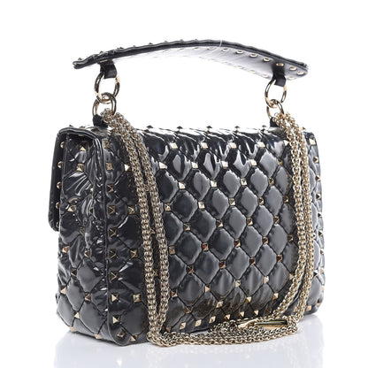 Valentino Garavani Patent Medium Rockstud Spike Shoulder Bag Black 3 of 10