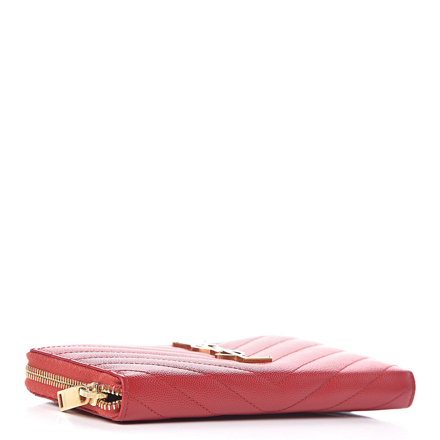 Grain De Poudre Matelasse Chevron Monogram Zip Around Wallet Bandana Red