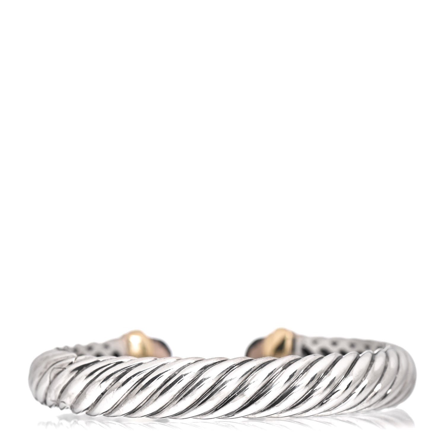 David Yurman Sterling Silver 18K Yellow Gold Diamond Smoky Quartz 10mm Waverly Bracelet 3 of 4