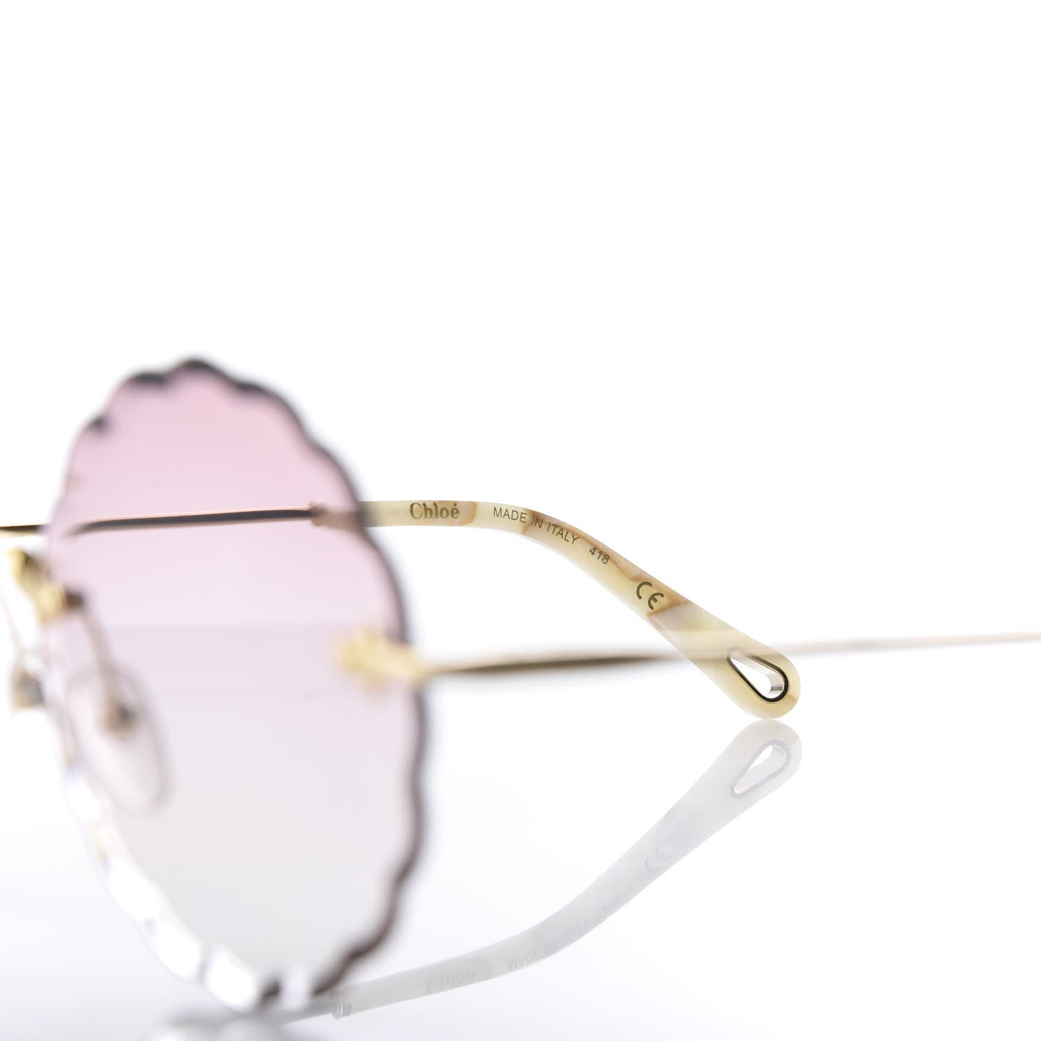 Chloe Rosie Bevelled Round Sunglasses CE142S Gold Gradient Coral 5 of 7