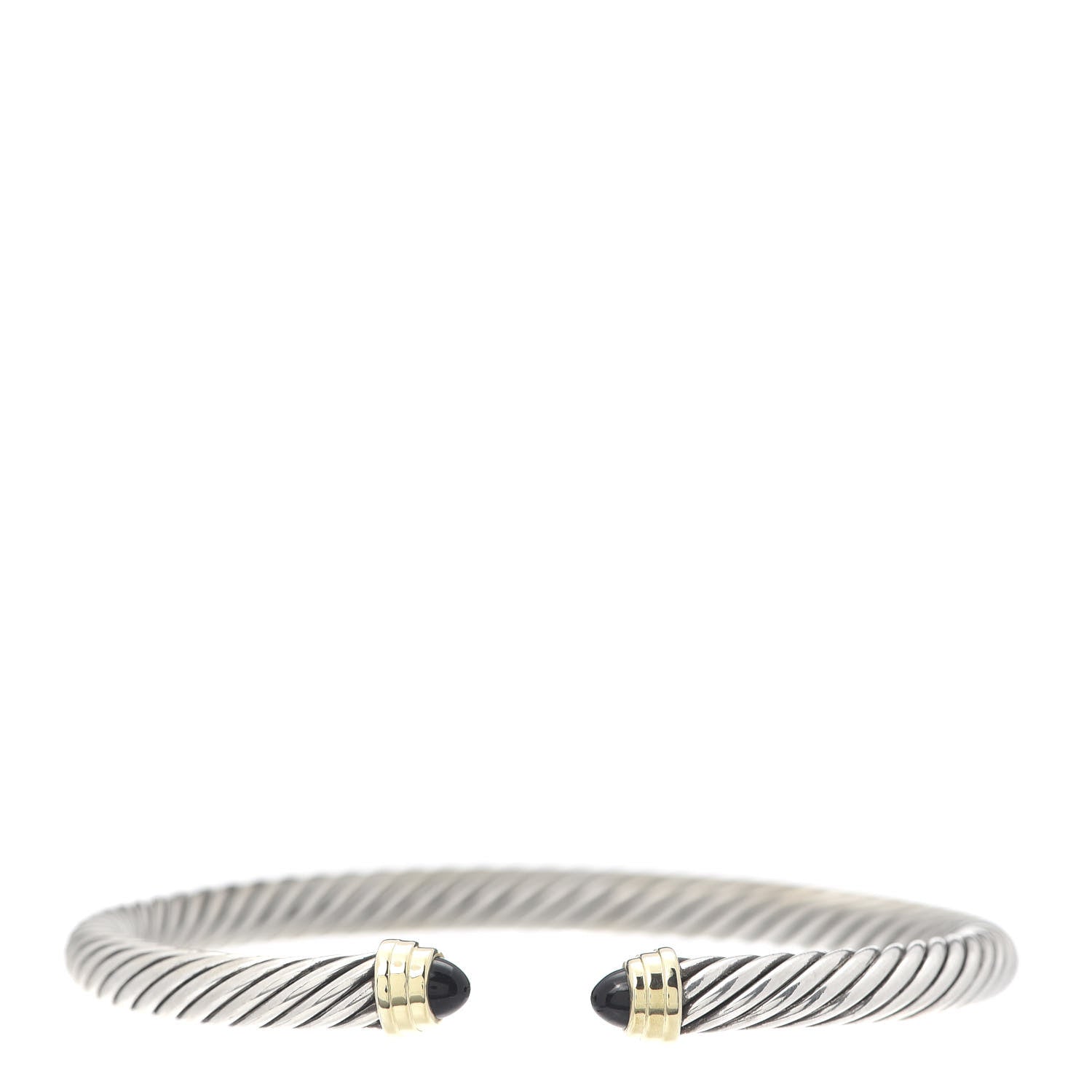 David Yurman Sterling Silver 14K Yellow Gold Black Onyx 5mm Cable Classics Petite Color Bracelet 1 of 4