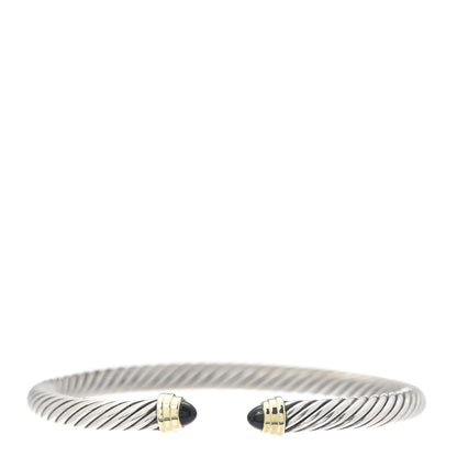 David Yurman Sterling Silver 14K Yellow Gold Black Onyx 5mm Cable Classics Petite Color Bracelet 1 of 4