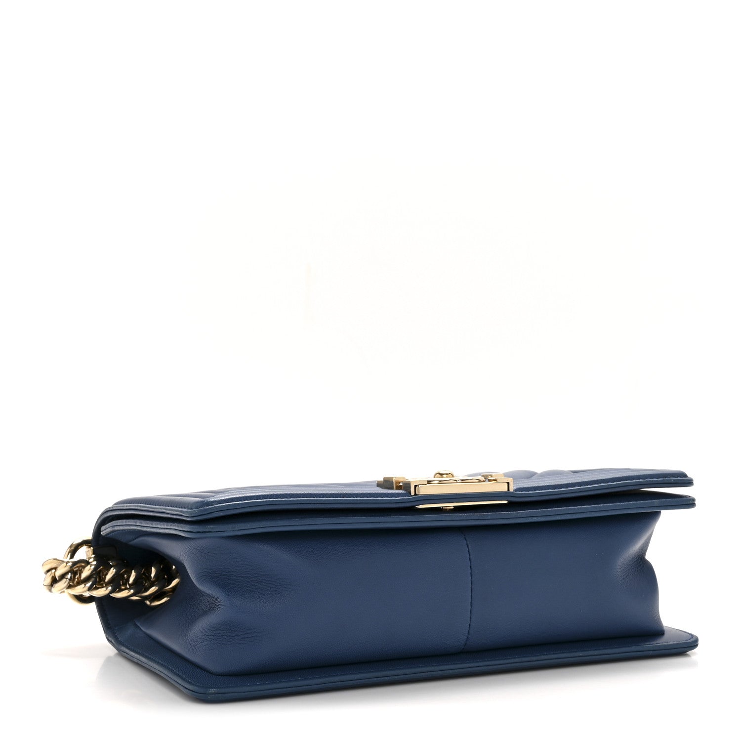 Chanel Lambskin Chevron Quilted Medium Boy Flap Blue 4 of 14