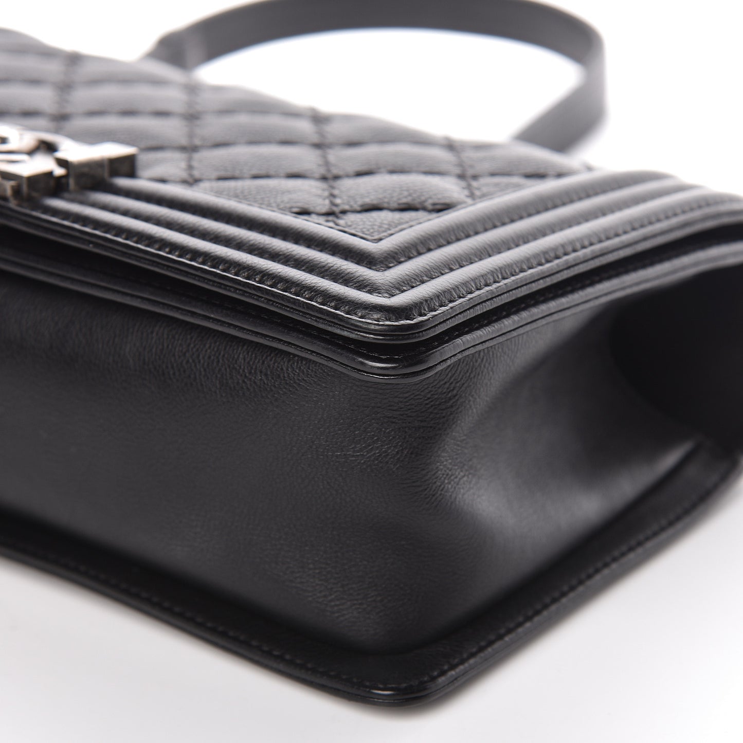 Calfskin Double Stitch Medium Boy Flap Black