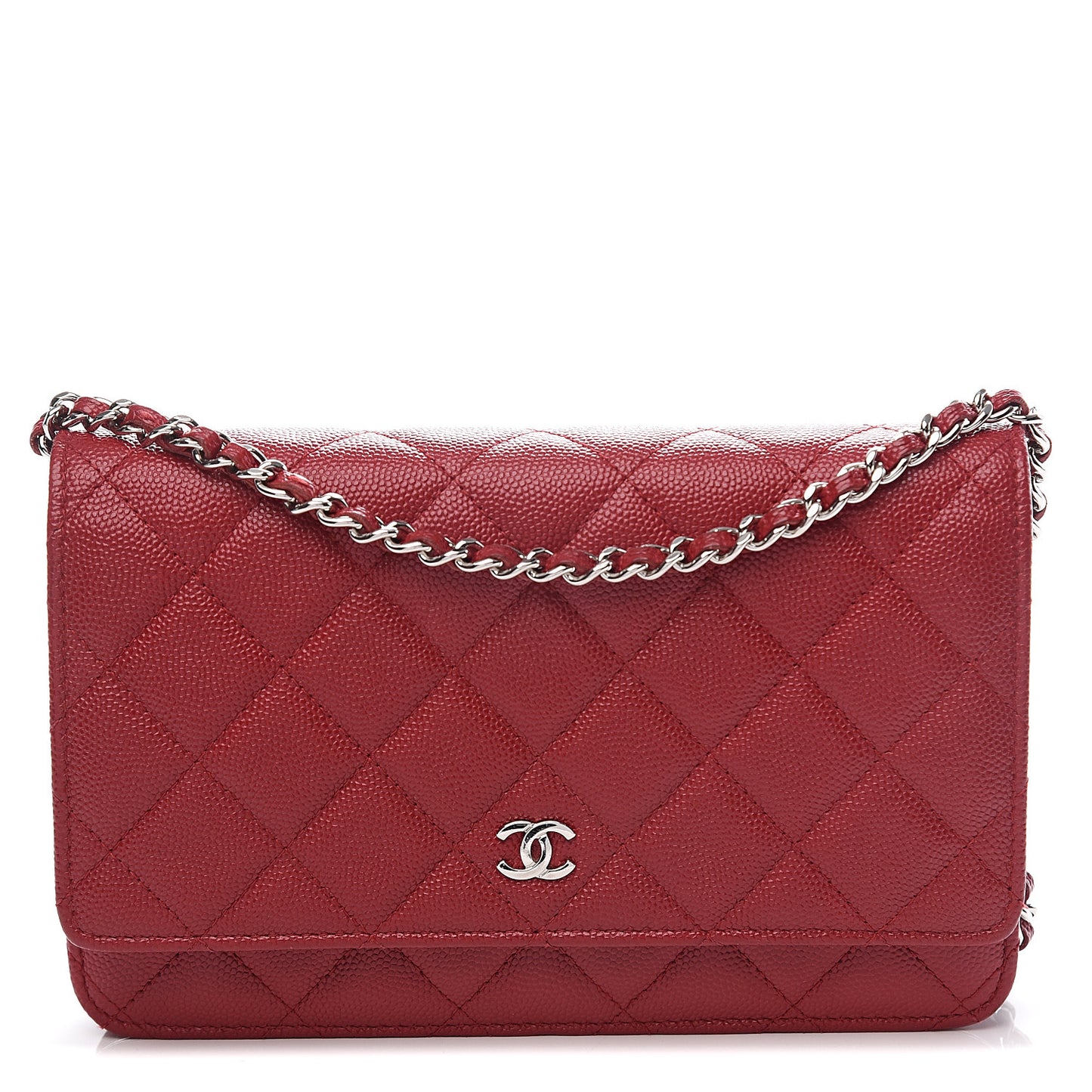Caviar Quilted Wallet on Chain WOC Red