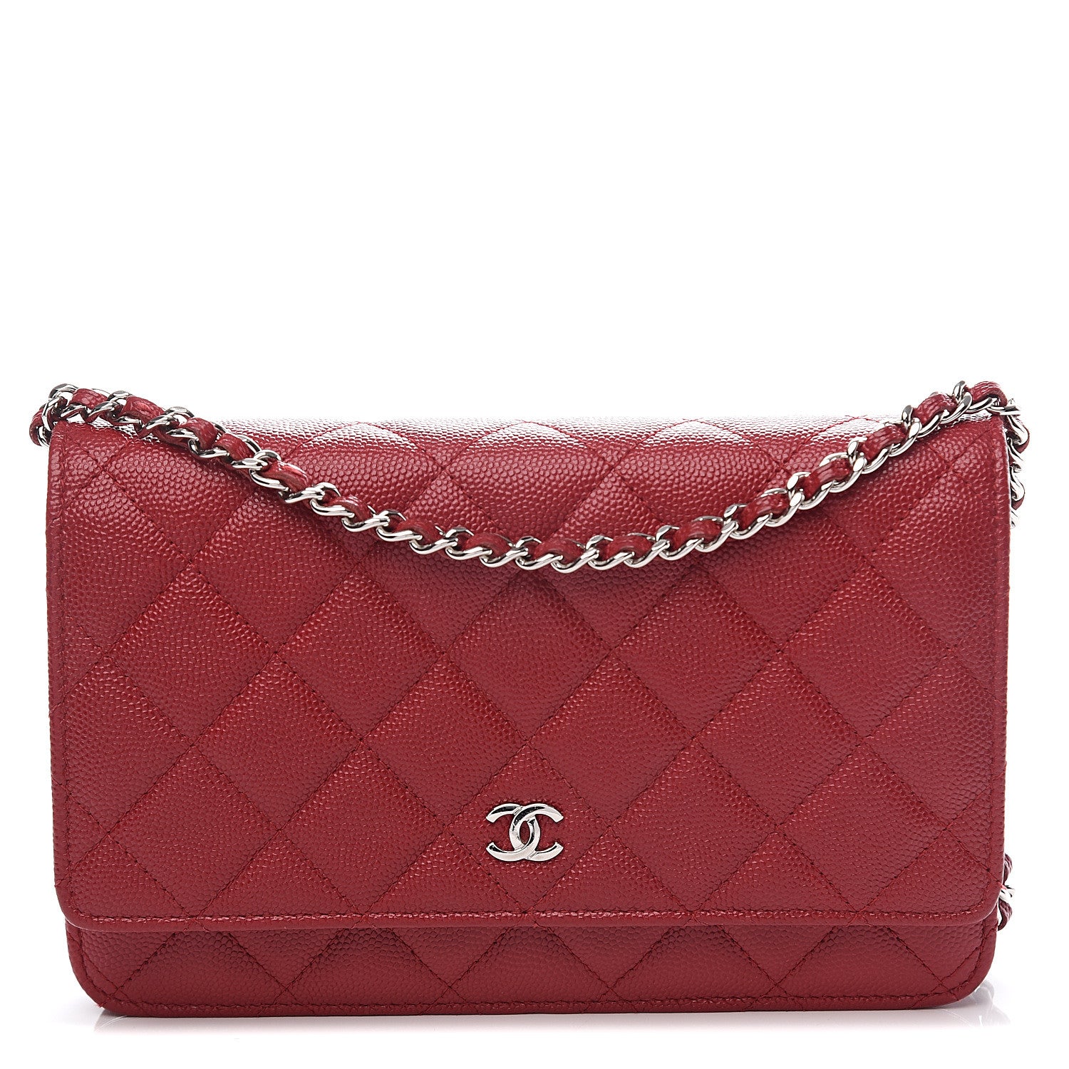 Chanel Caviar Quilted Wallet on Chain WOC Red 1 of 11