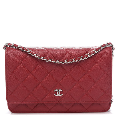 Chanel Caviar Quilted Wallet on Chain WOC Red 1 of 11