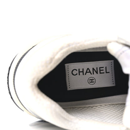 Chanel Fabric Laminated Calfskin Stretch CC Sneakers 39 White Silver 8 of 9