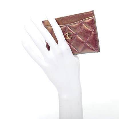 Chanel Iridescent Lambskin Quilted Card Holder Purple 3 of 24