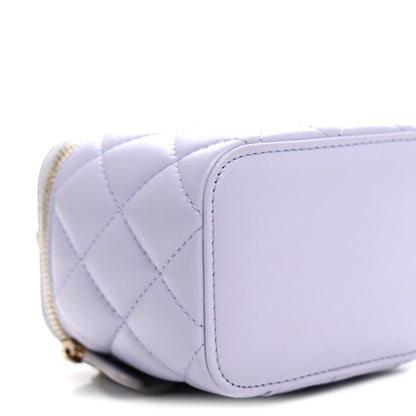 Chanel Lambskin Quilted Top Handle Mini Vanity Case With Chain Lilac 9 of 10