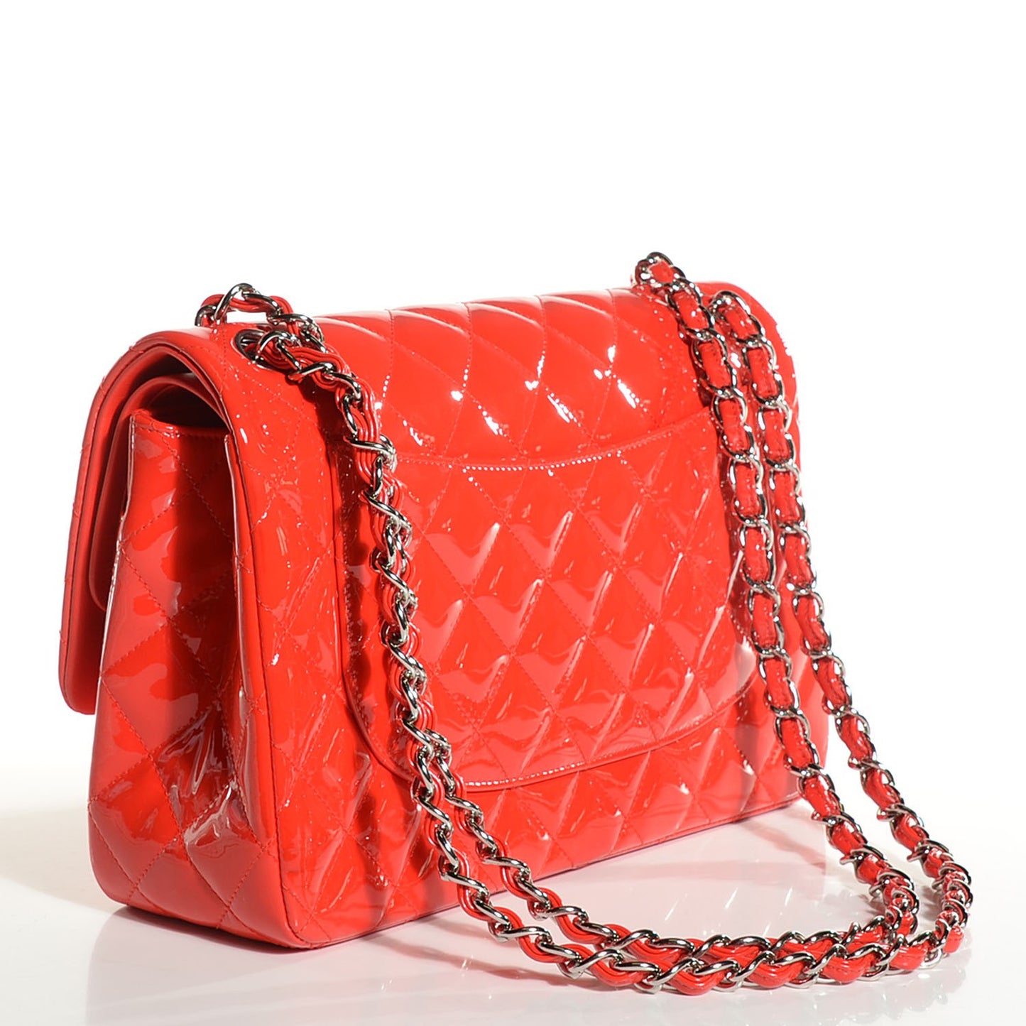 Patent Quilted Jumbo Double Flap Red