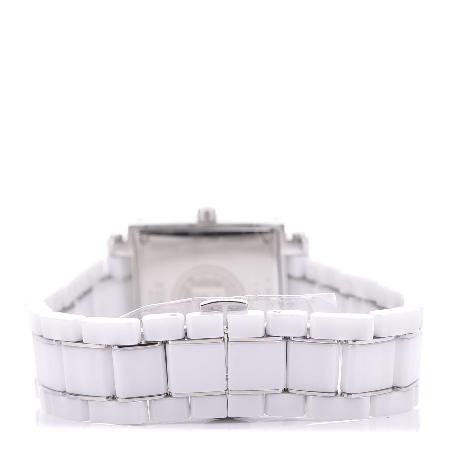 Stainless Steel Ceramic Diamond Bezel 30mm Quadro Quartz Watch White