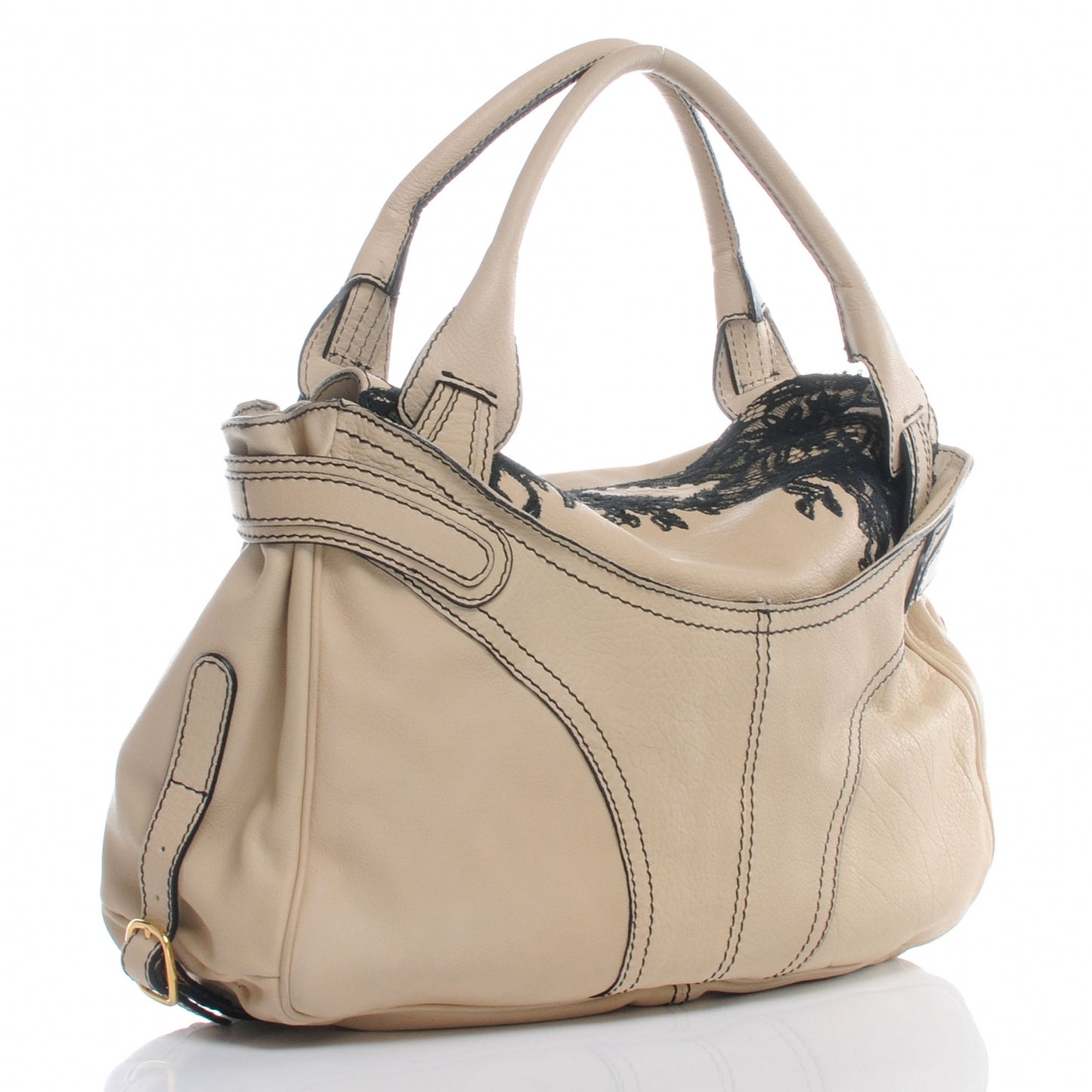 Leather Urban Lace Satchel Creme