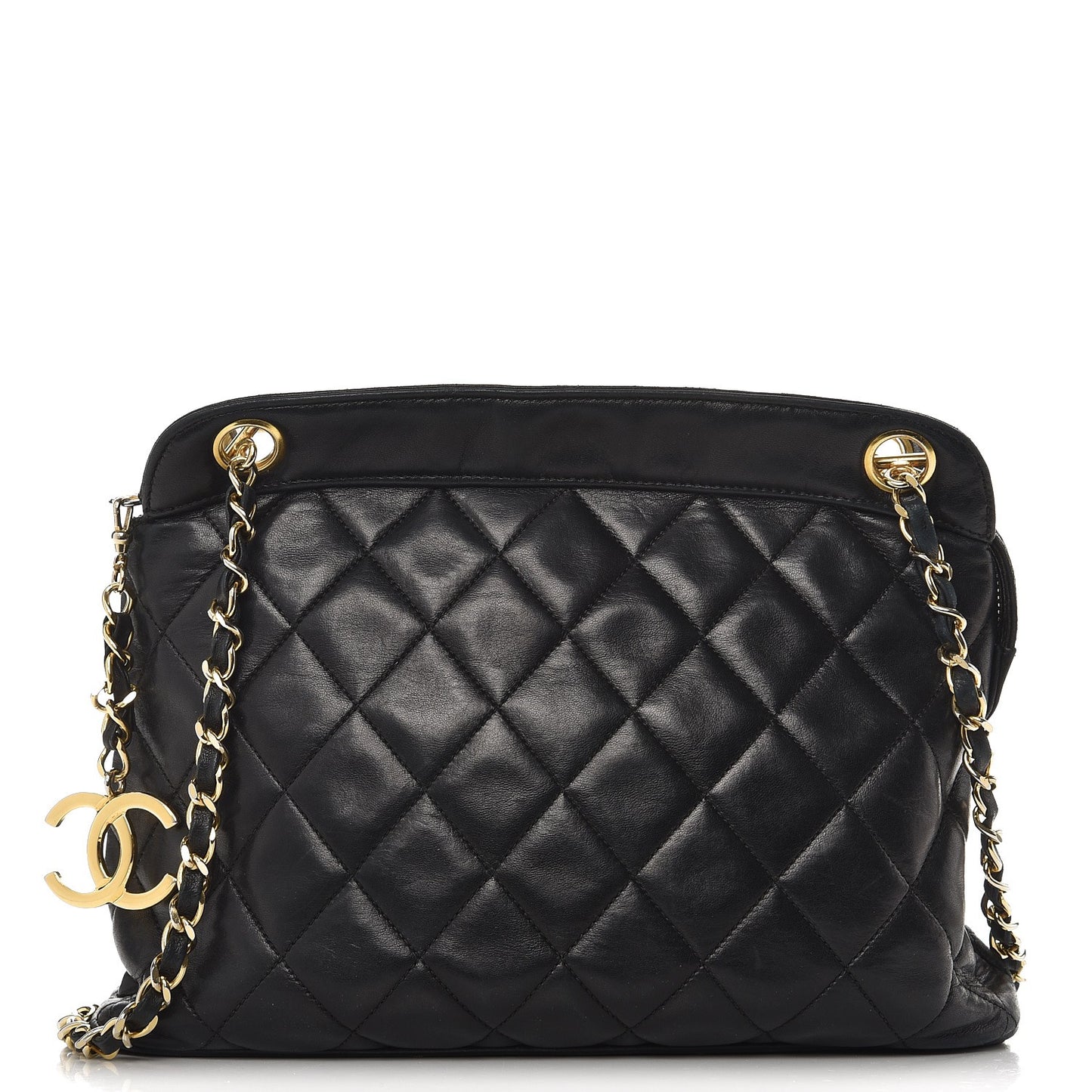 Lambskin Quilted Shoulder Bag Black