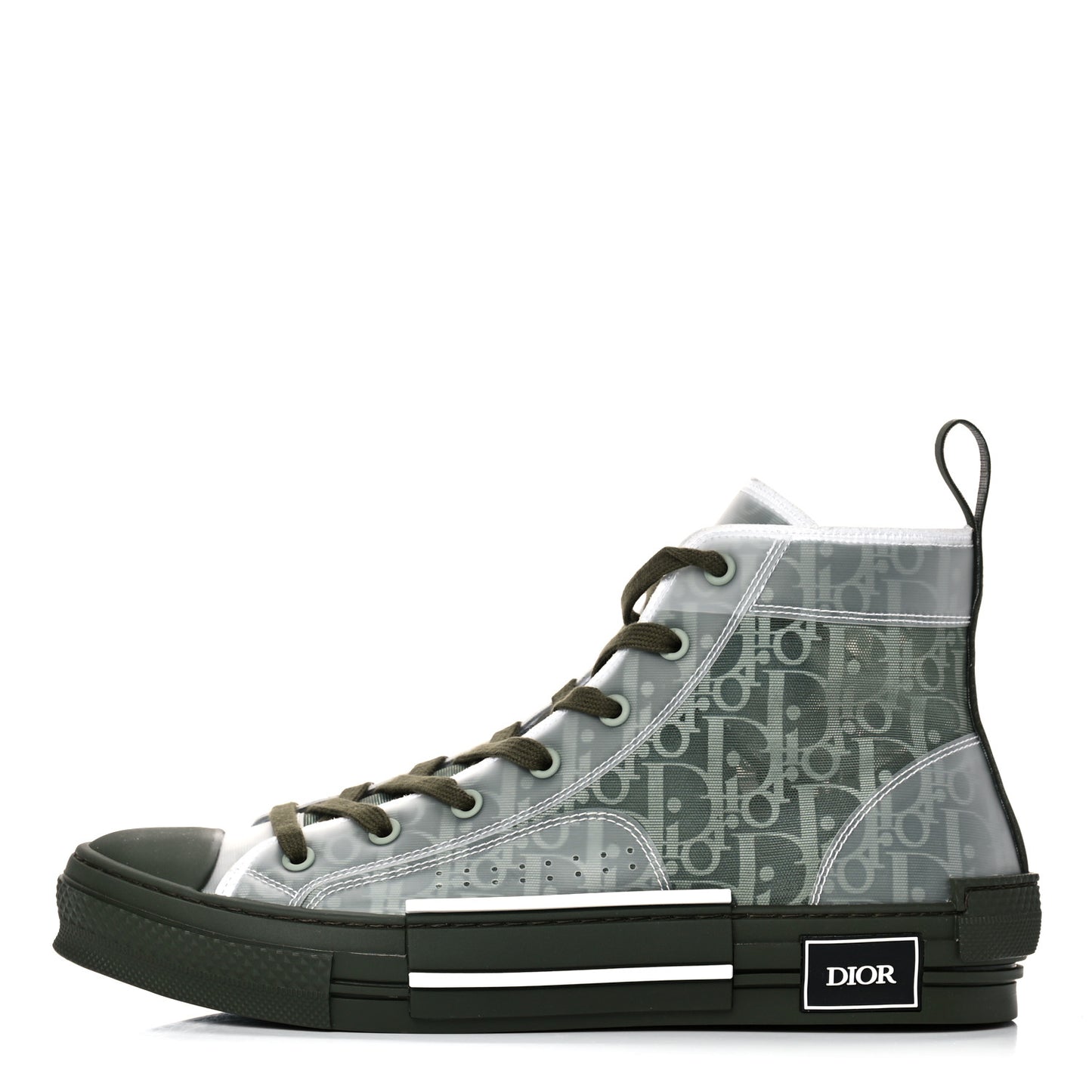 Technical Canvas Oblique Mens B23 High Top Sneakers 43 Olive