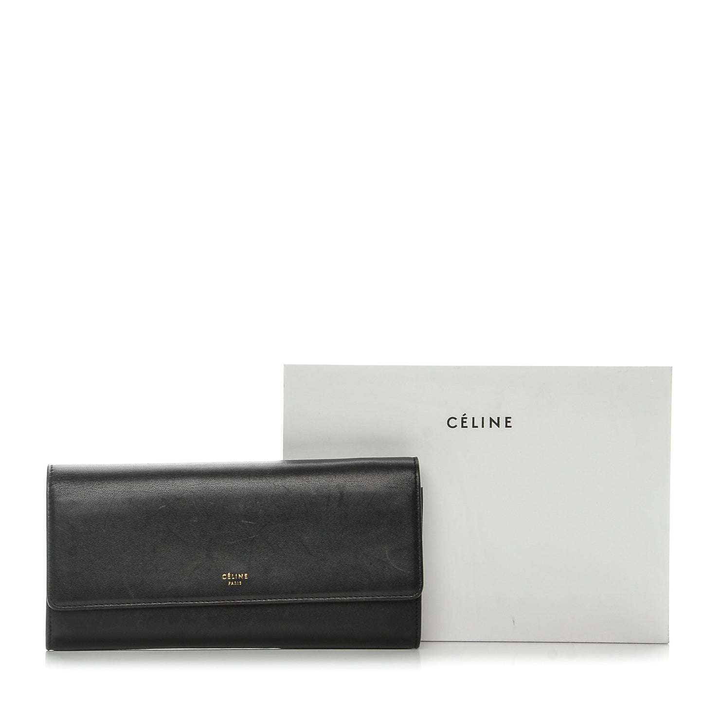 Smooth Calfskin Large Flap Wallet Black