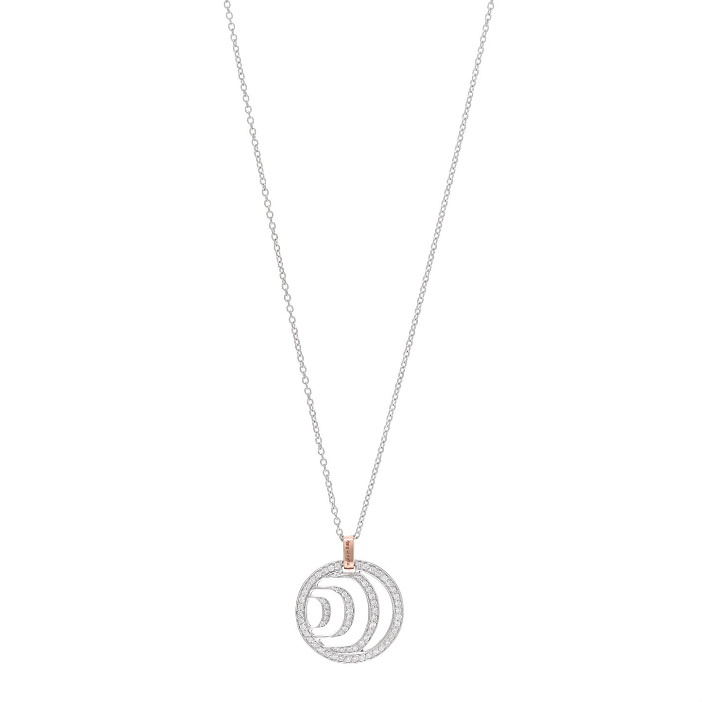 18K White Rose Gold Diamond Damianissima Circle Pendant Necklace