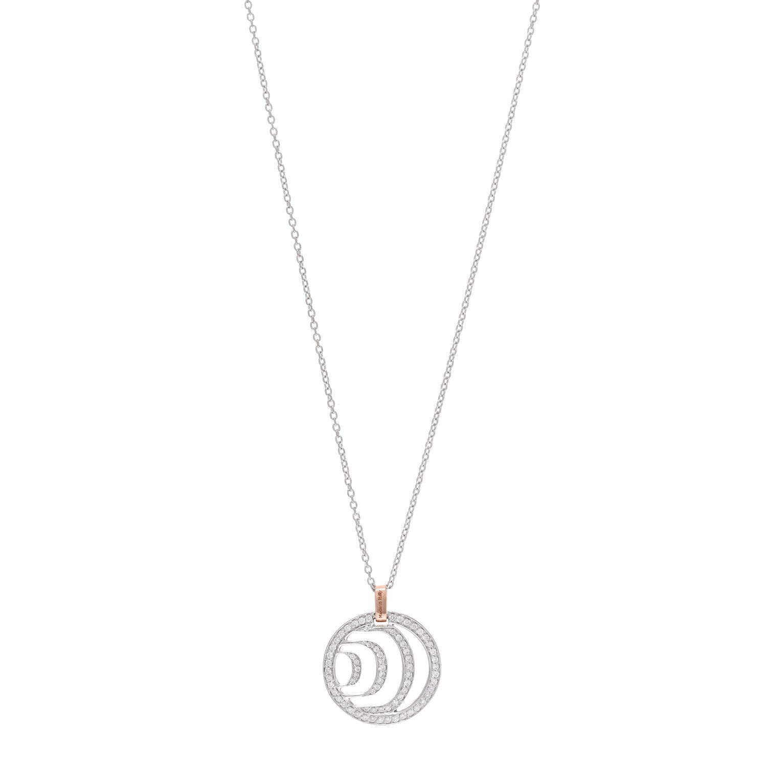 Damiani 18K White Rose Gold Diamond Damianissima Circle Pendant Necklace 1 of 5
