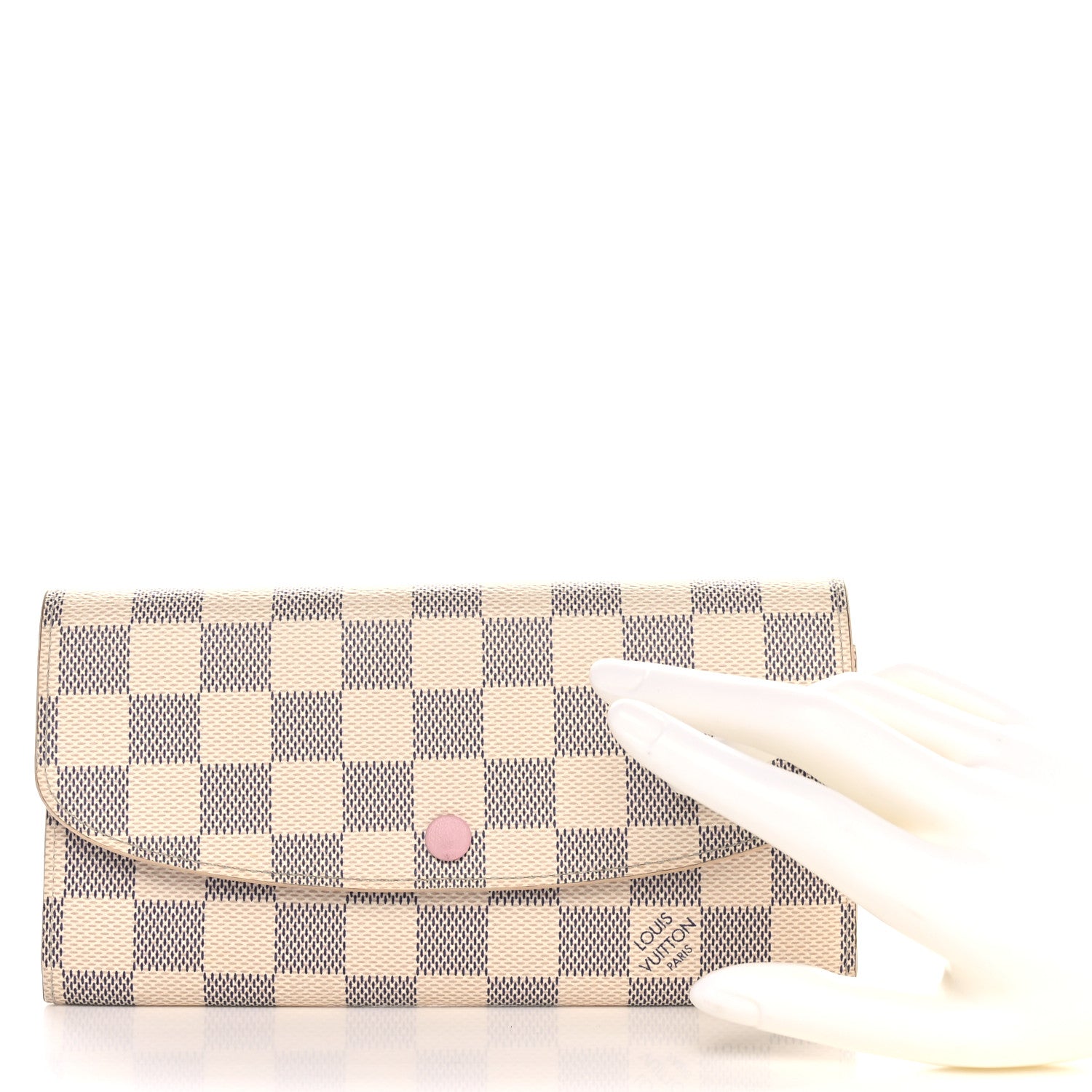 Louis Vuitton Damier Azur Emilie Wallet Rose Ballerine 2 of 9