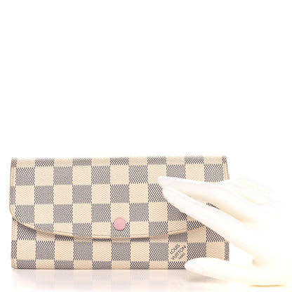Louis Vuitton Damier Azur Emilie Wallet Rose Ballerine 2 of 9