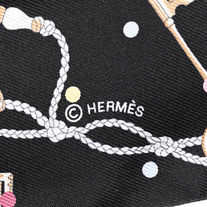 Hermes Silk Les Cles A Pois Twilly Black Beige Rose Multicolor 3 of 4