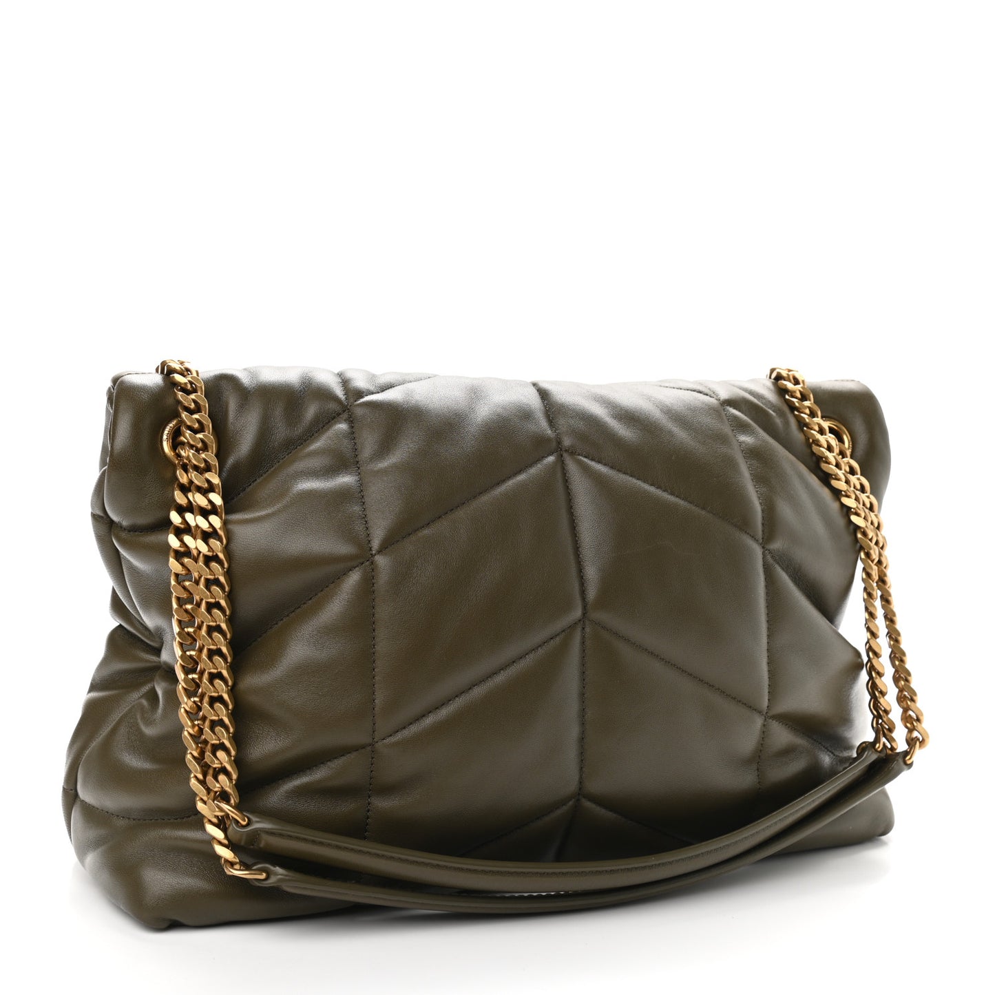 Lambskin Quilted Medium Loulou Puffer Monogram Chain Satchel Seaweed
