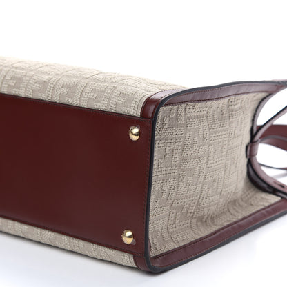 Fendi Sardinian Jacquard Vitello King FF 1974 Embroidered Medium Peekaboo X-Tote Corda Praline 10 of 10