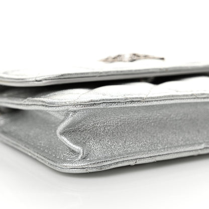 Chanel Metallic Lambskin Crystal Quilted Star Chain Belt Bag Silver 11 of 12
