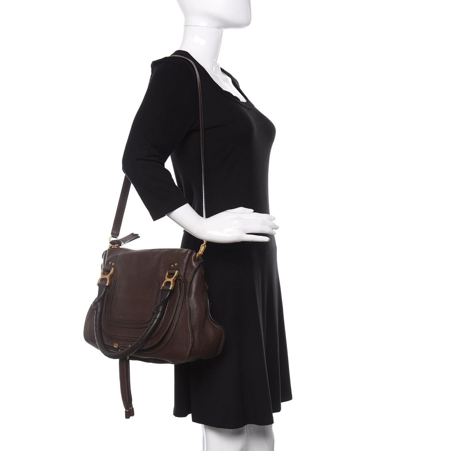 Calfskin Medium Marcie Satchel Coffee Shot