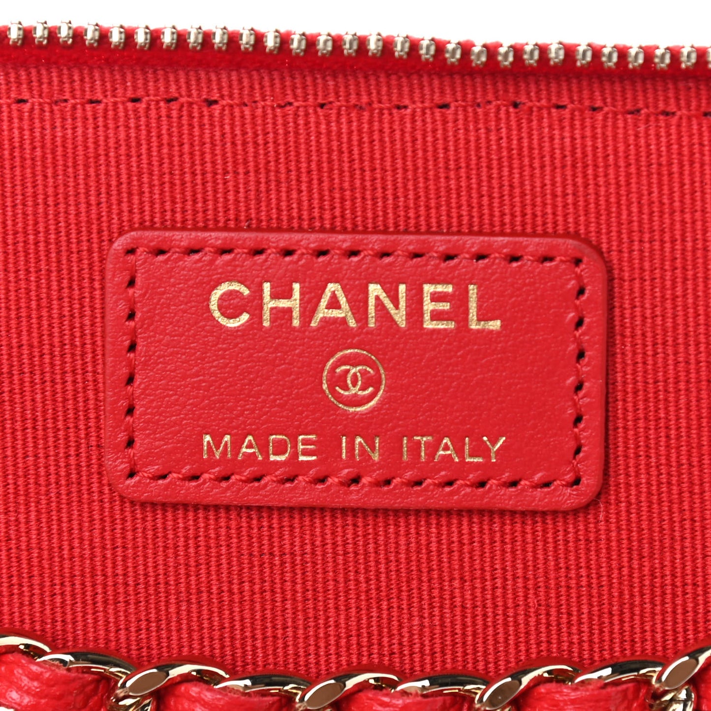 Caviar Quilted Small Vanity Case With Chain Red