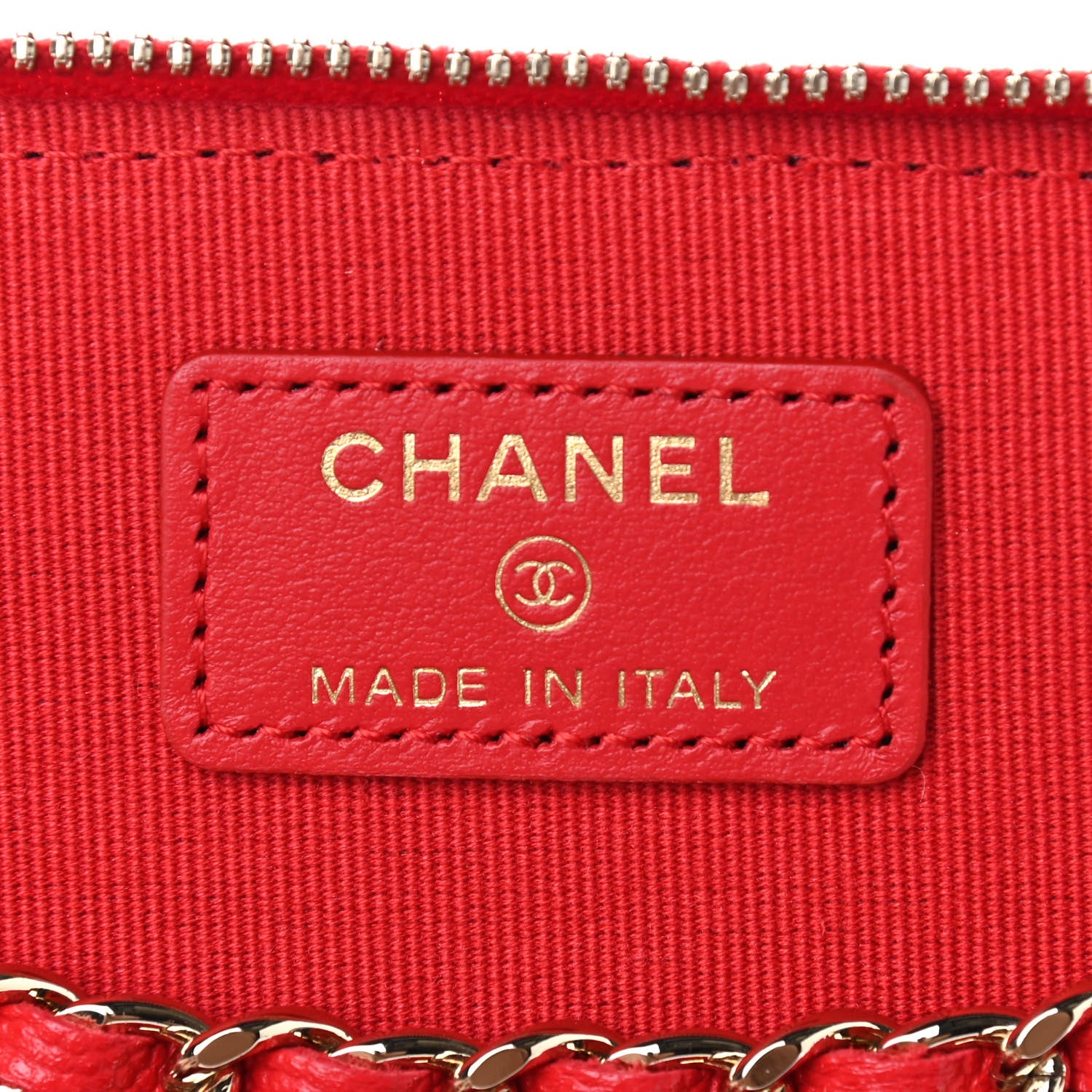 Chanel Caviar Quilted Small Vanity Case With Chain Red 6 of 9
