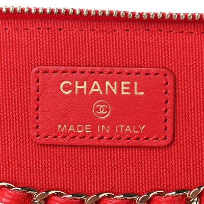 Chanel Caviar Quilted Small Vanity Case With Chain Red 6 of 9