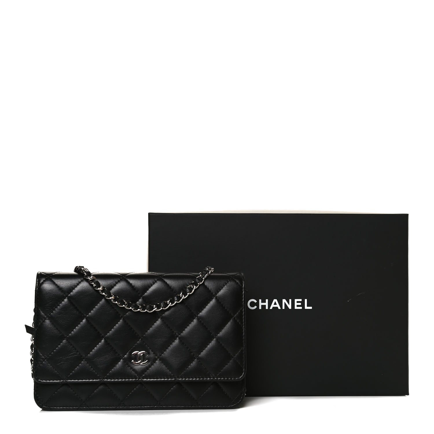 Chanel Lambskin Quilted Wallet On Chain WOC Black 15 of 15
