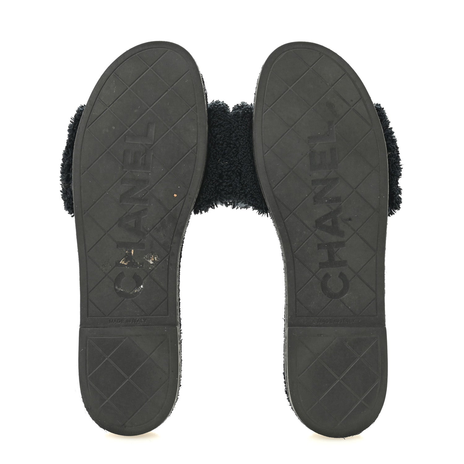 Chanel Terry CC Flat Mules Sandals 40 Black 6 of 11