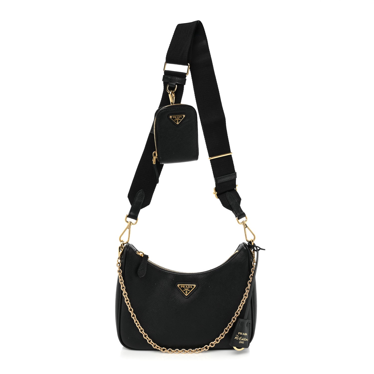 Prada Saffiano Lux Re-Edition 2005 Shoulder Bag Black 1 of 14