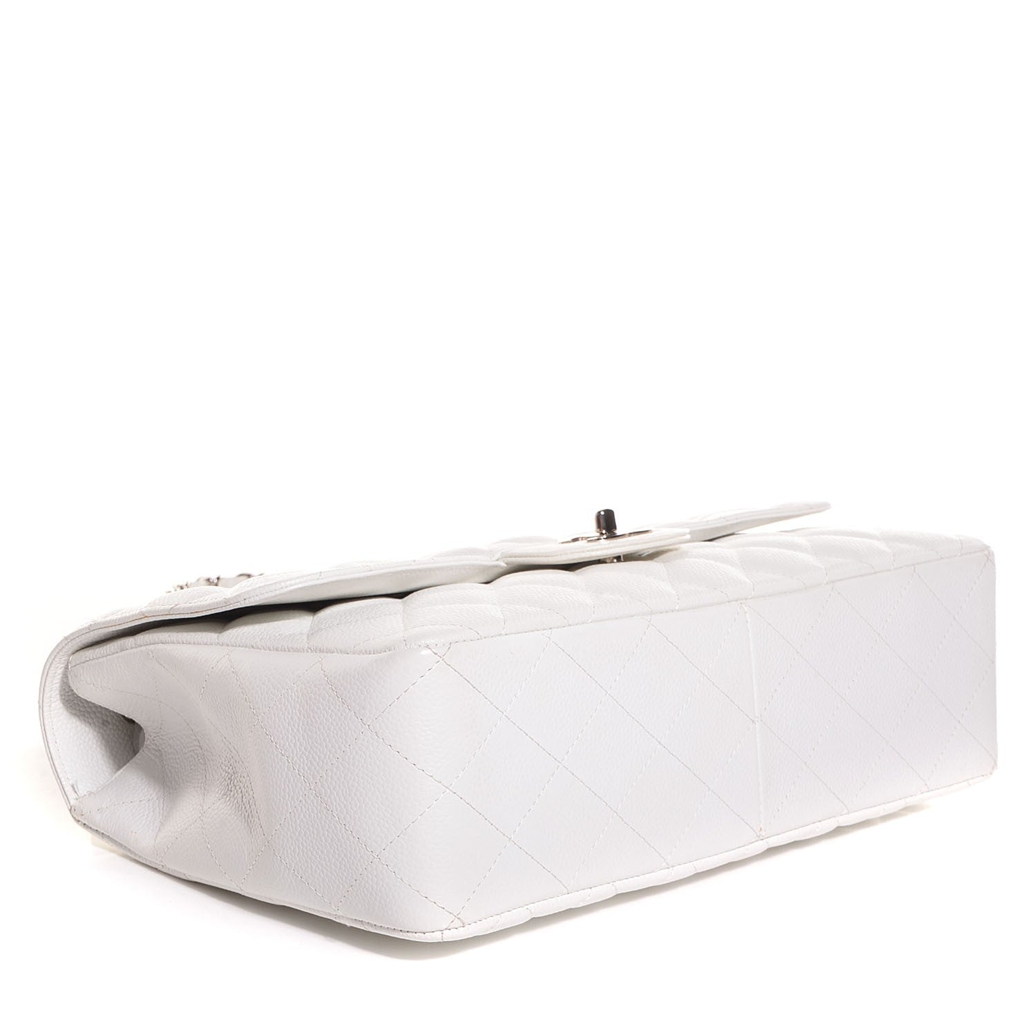 Chanel Caviar Quilted Jumbo Single Flap White 5 of 9