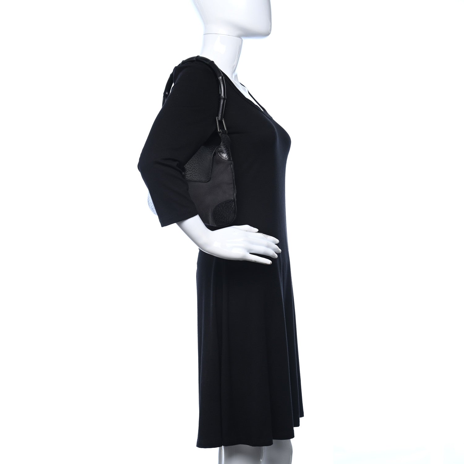 Gucci Calfskin Bamboo Handle Jackie O Hobo Black 2 of 12