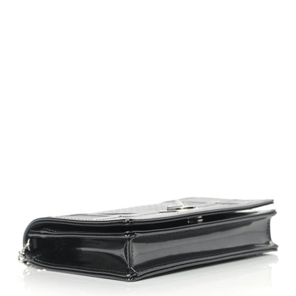 Christian Dior Metallic Patent Micro-Cannage Diorama Wallet on Chain Pouch Onyx Black 4 of 11