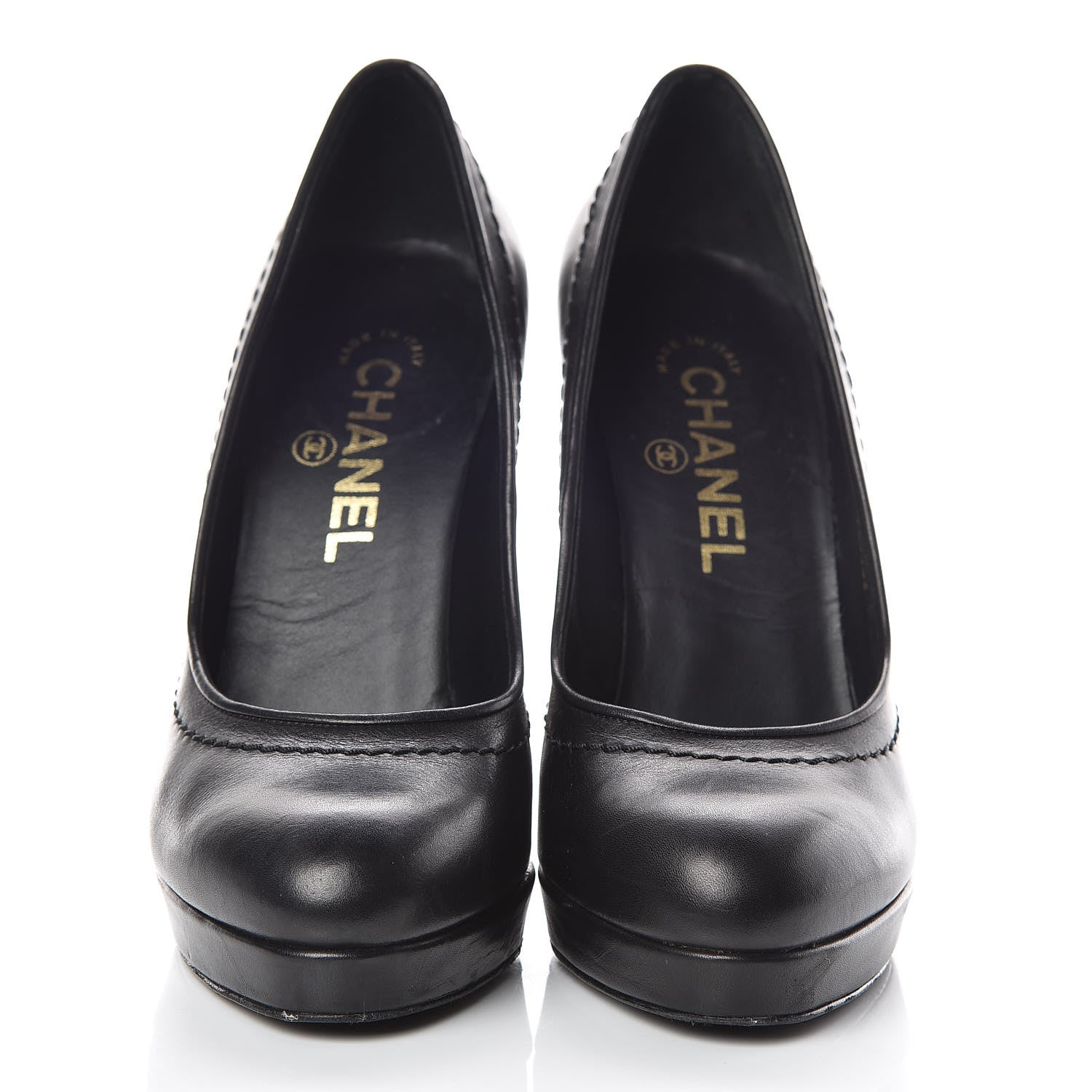 Chanel Calfskin Escarpins CC Pumps 36.5 Black 2 of 13