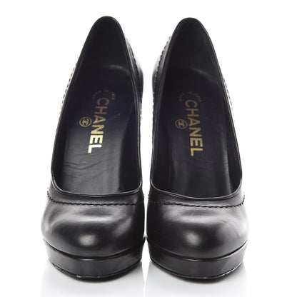 Chanel Calfskin Escarpins CC Pumps 36.5 Black 2 of 13