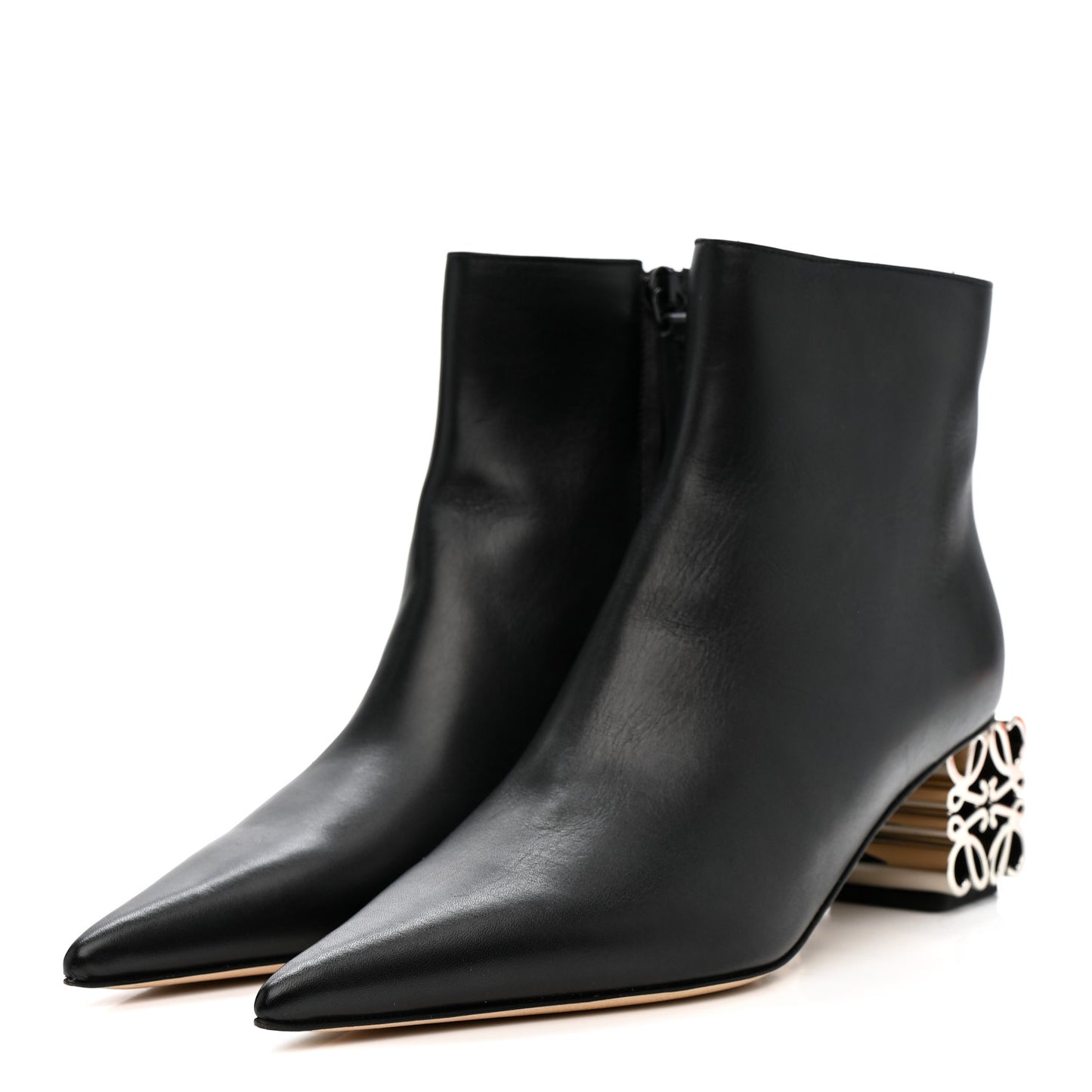 Calfskin Anagram Ankle Boots 37 Black