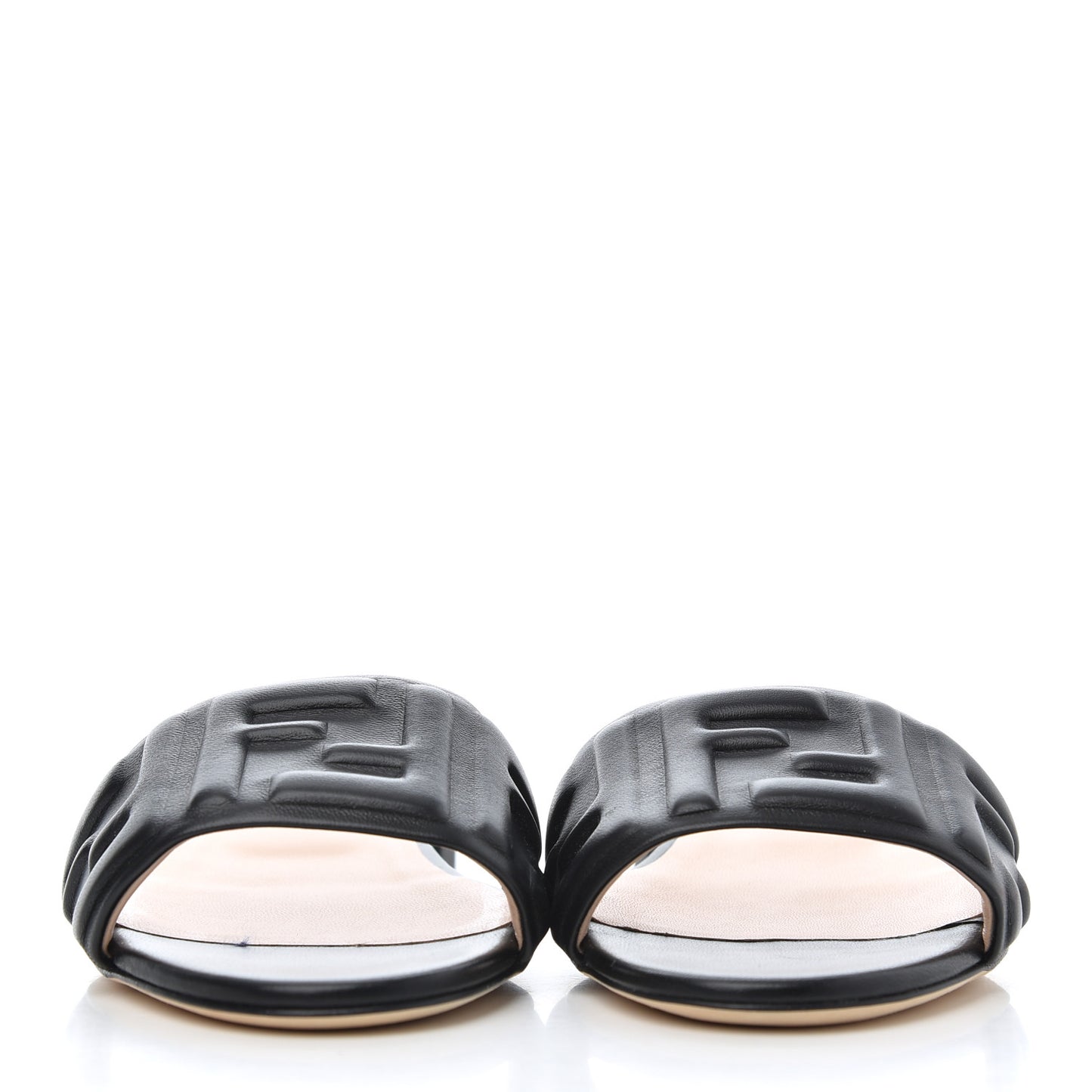 Nappa FF Embossed Flat Slide Sandals 38.5 Black