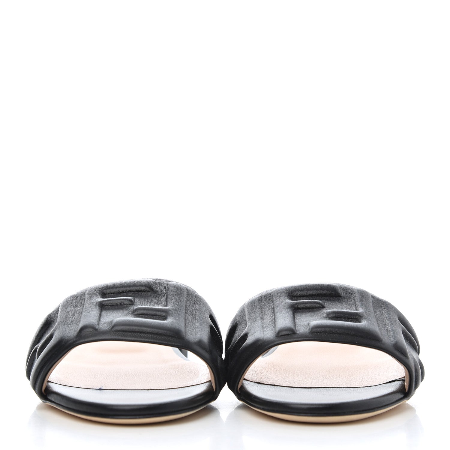 Fendi Nappa FF Embossed Flat Slide Sandals 38.5 Black 2 of 9