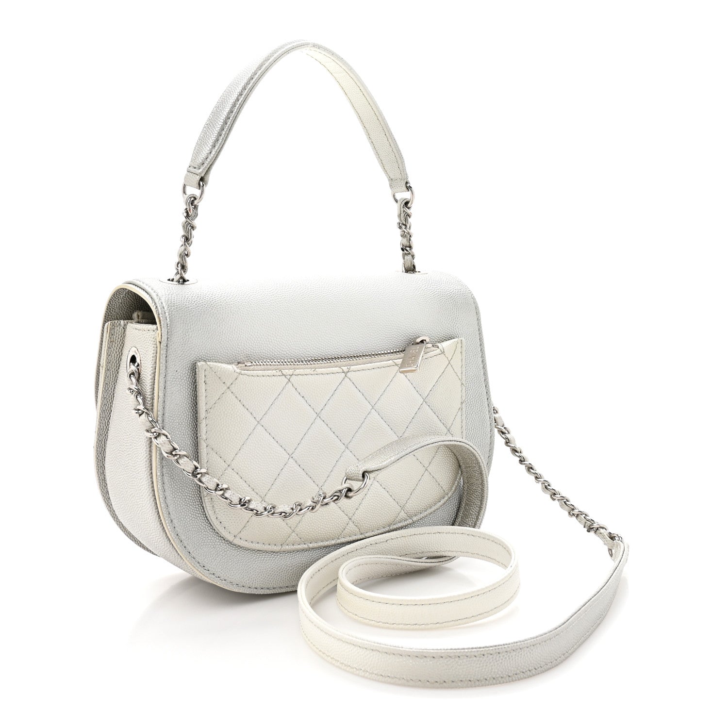 Chanel Metallic Caviar Small Coco Curve Messenger Flap Silver 3 of 14