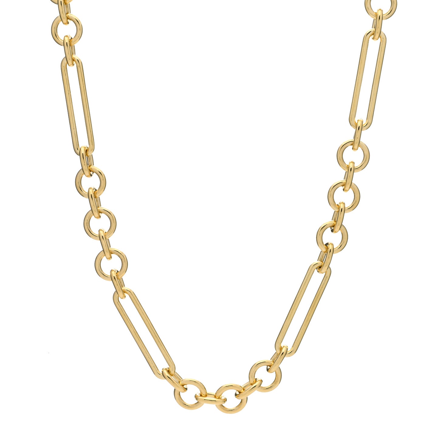 18K Yellow Gold Sister Hook Midsized Mixed Chain Necklace 19.5"