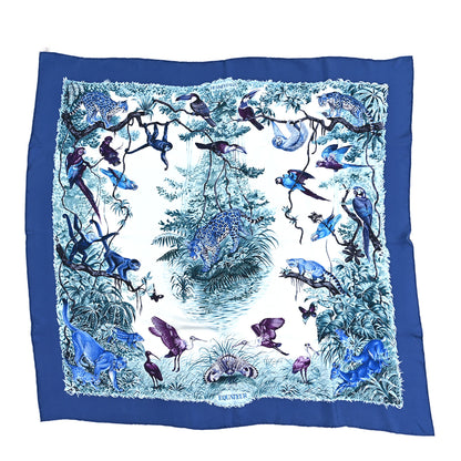 Hermes Silk Wash Equateur 90 Scarf Marine Creme Violet 1 of 5