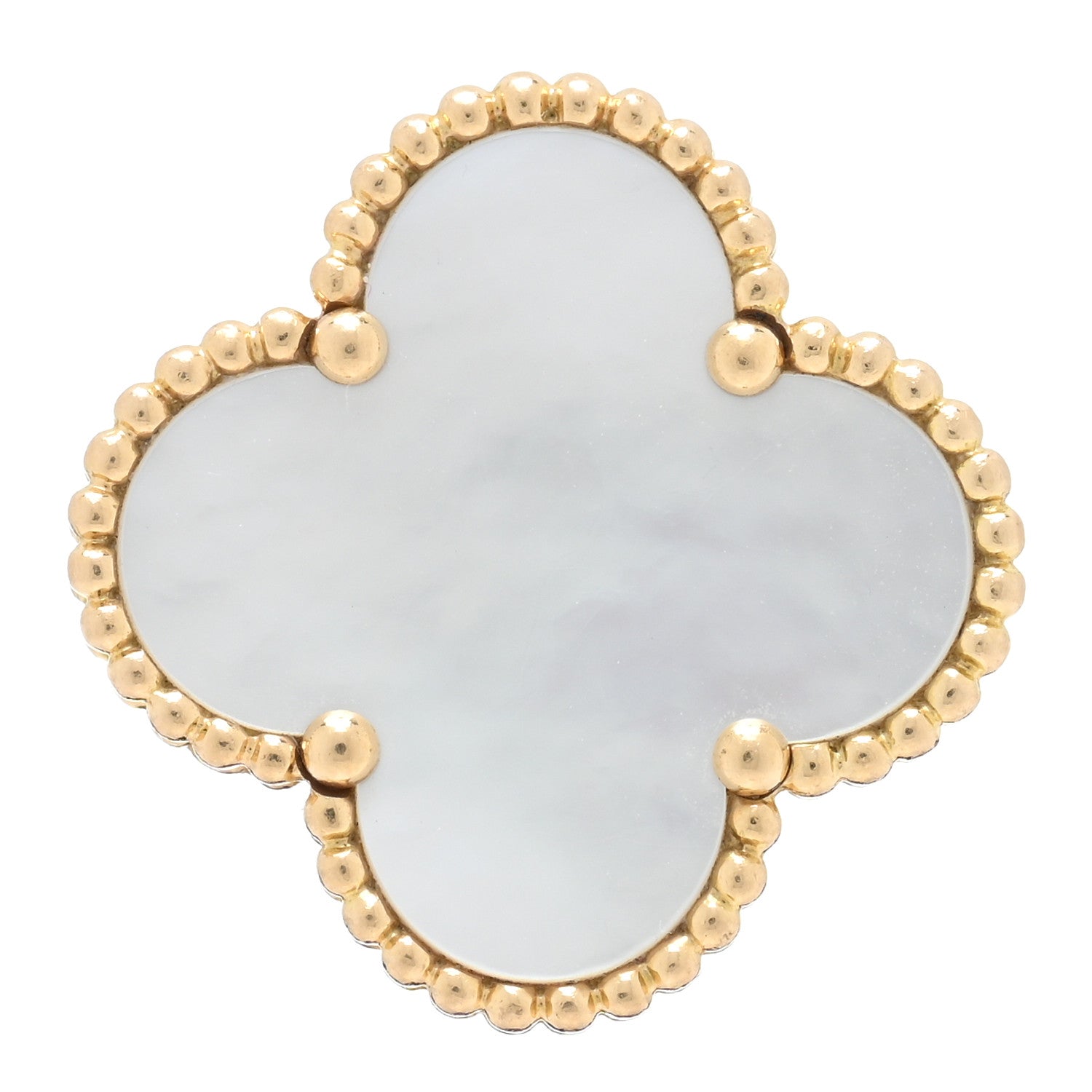 Van Cleef & Arpels 18K Yellow Gold Mother of Pearl Magic Alhambra Ring 49 5 1 of 6