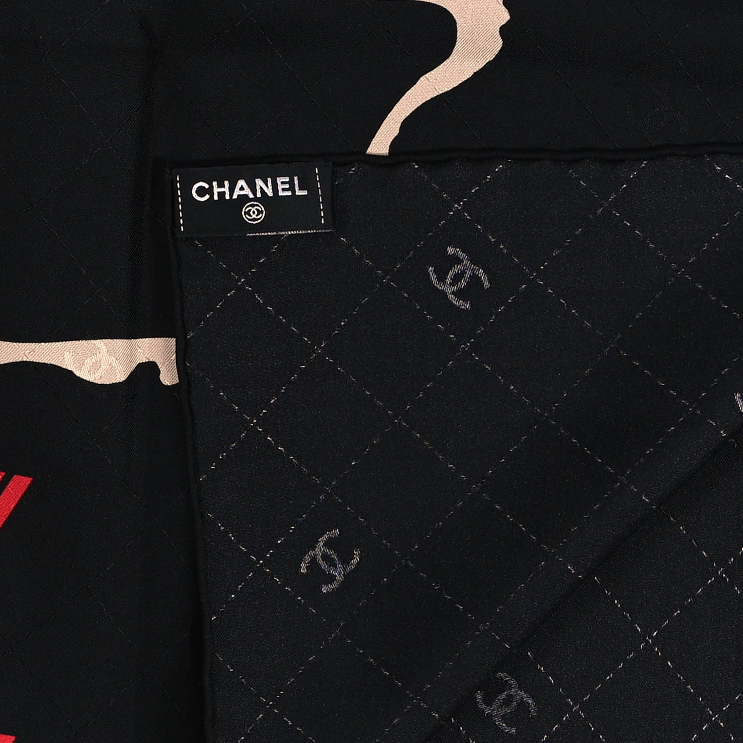 Silk Apartment Square Scarf Black Multicolor