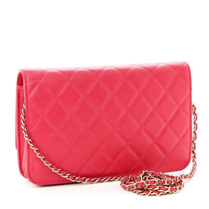 Chanel Caviar Quilted Golden Class Wallet On Chain WOC Fuchsia 2 of 10